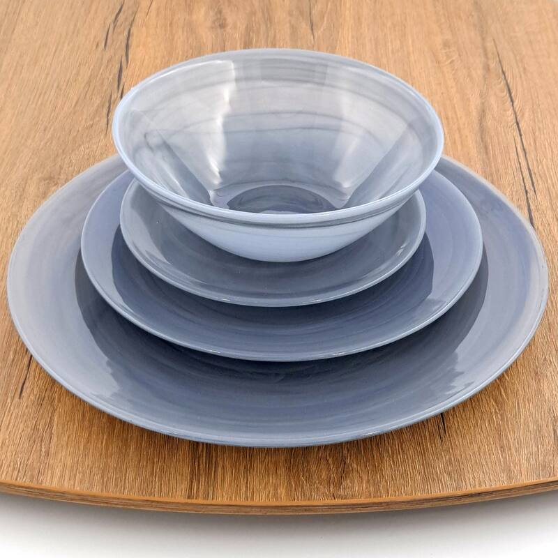 NUAGE Graphite 16 pcs. Glass Dinnerware Set