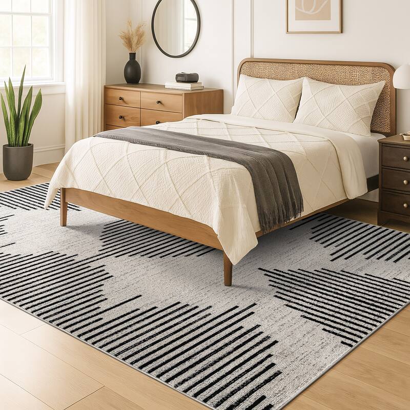 Modern Abstract Area Rug for Living Room, Bedroom, or Entryway - Low Pile Indoor Rug