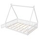 preview thumbnail 8 of 7, White Full Size Pine Wood Tent-Shaped Floor Bed with Guardrails and Door
