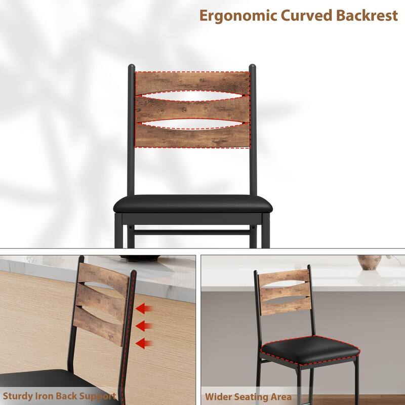 Bar Stools Set of 2 - Thick Cushioned Faux Leather Stools with Islamic Geometric Backrest, Gold Accent Footrest