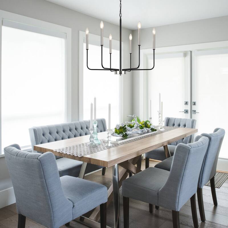 6-Light W26.18" x H66.92" Candle Chandelier for Living Room Kitchen Island