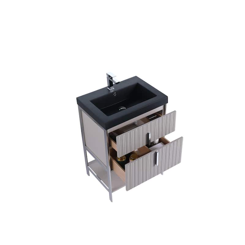 Fine Fixtures Serenity Modern Bathroom Vanity with Black Gel Acrylic Top