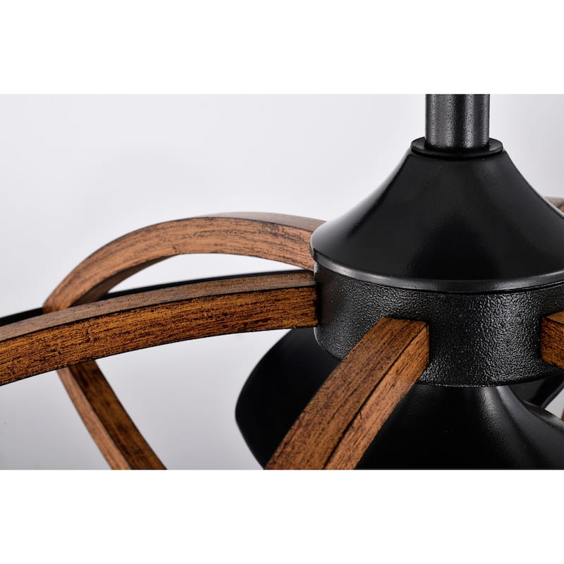 Dariin 29 Inch Matte Black Ring finish 6 Light, 3 Blade Ceiling Fandelier with Remote