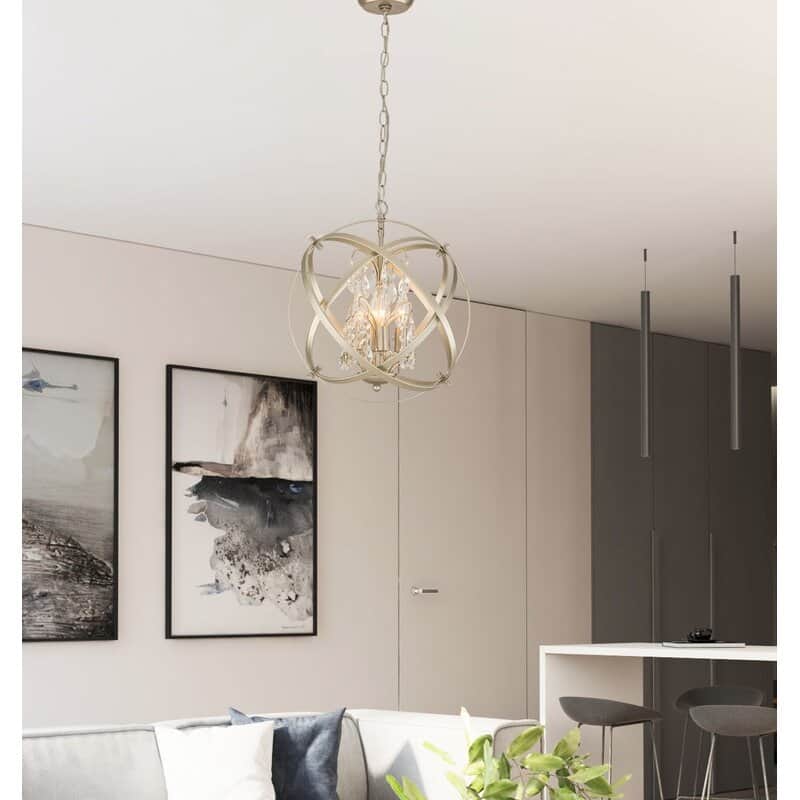 Maxax 4-Light Unique/Statement Globe Chandelier with Crystal