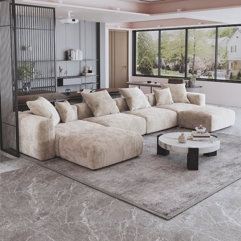 181" U-Shaped Convertible Modular Sectional Sofa With 2 Ottoman