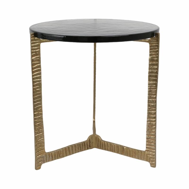 Side Table - Glass Top on Textured Metal Base, 22"