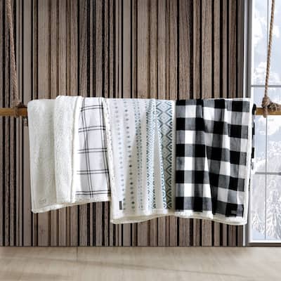 Eddie Bauer Printed Ultra Soft Plush/Sherpa Reversible Blanket