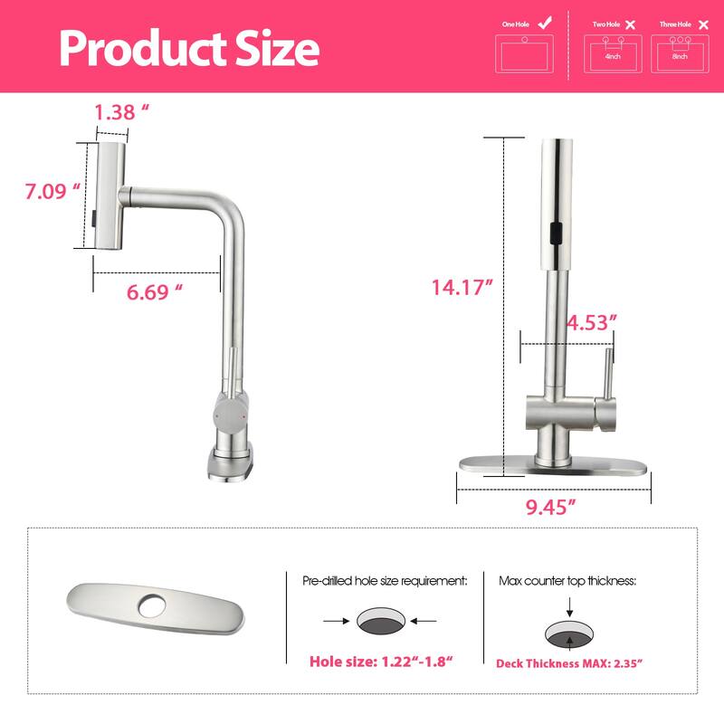 Vanityfair Single-Handle Waterfall Kitchen Faucet with Pull Down Sprayer