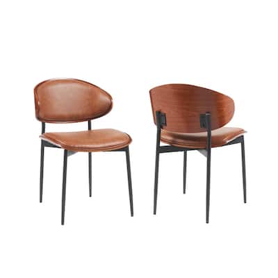 Set of 2 Modern Dining Chairs – Italian-Inspired Bentwood Frame with Matte Metal Legs & Premium PU Leather Upholstery‌