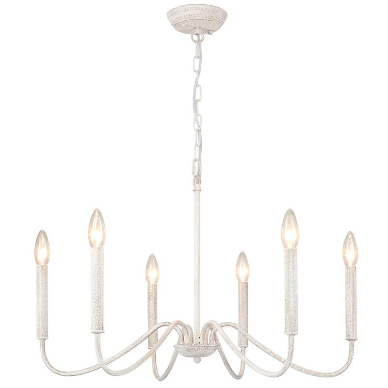 25.59'' W 6-Light Simple Candle Chandelier, Industrial Chandelier, Traditional Metal Ceiling Light for Dining Living Room