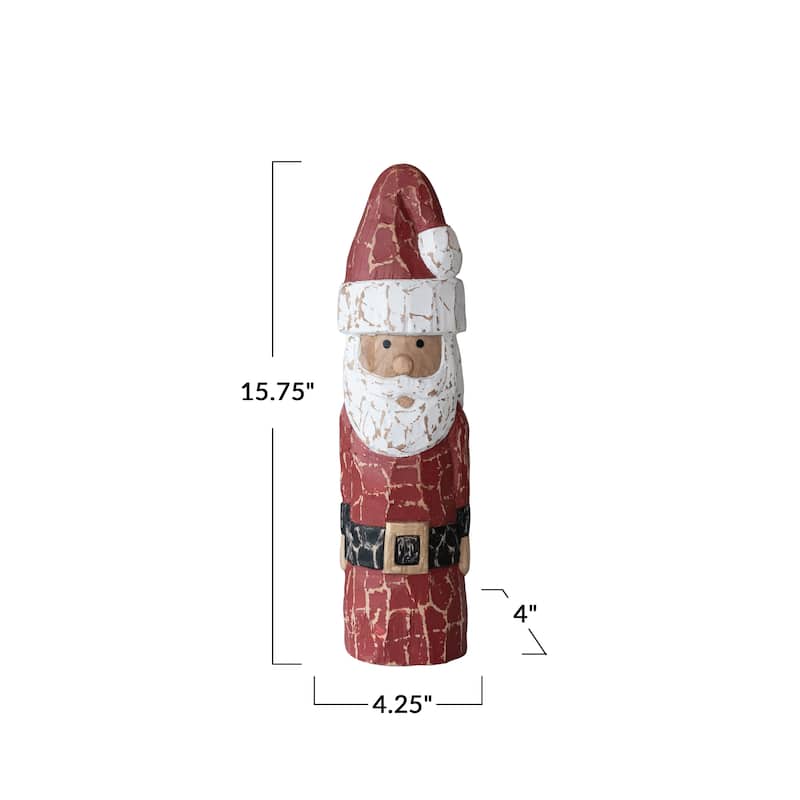 Handmade Mango Wood Santa - 4.25"L x 4.0"W x 15.75"H