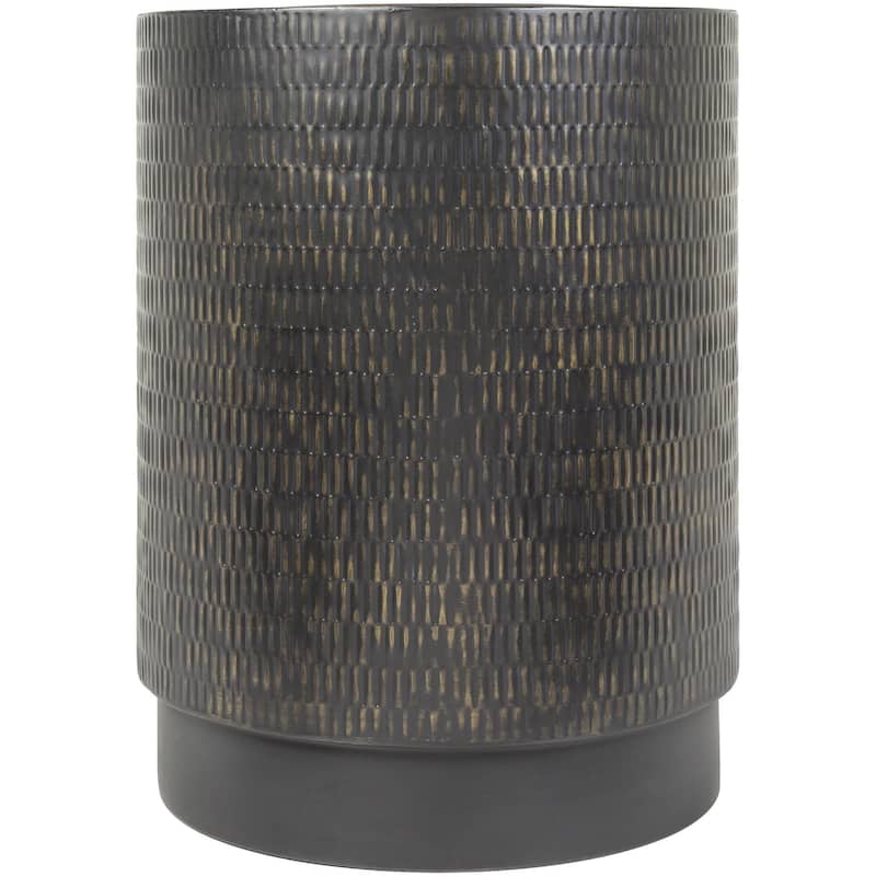 Ezekiel Round Metal Textured End Table - 19"H x 15"W x 15"D