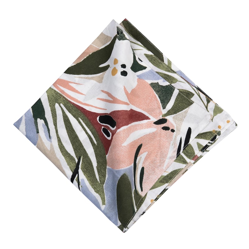 20" Joelle Cotton Napkins Set of 6 - Vibrant Floral & Palm Leaf