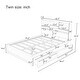 preview thumbnail 2 of 7, White Twin Size Platform Bed Frame with Bookcase, Built-in Night Light and 2 Drawers