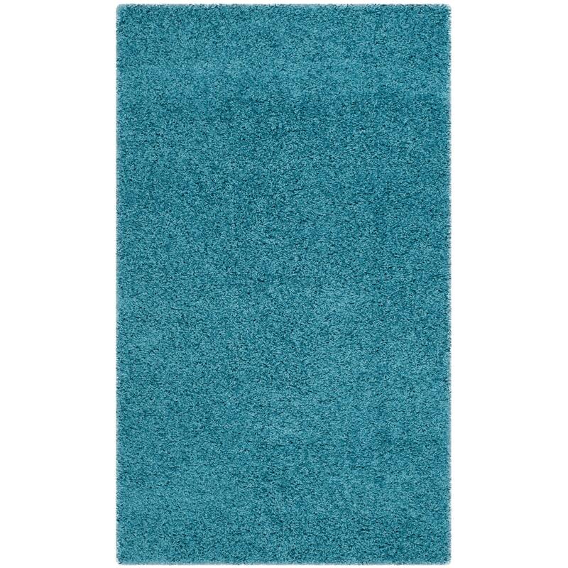 SAFAVIEH Laguna Shag Verdiana Solid Color 2-inch Thick Rug. - 3' x 5' - Turquoise - Rectangle