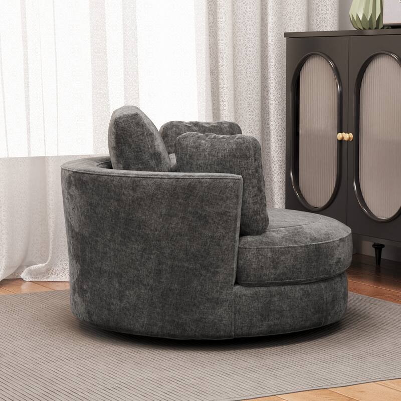 50.2"W Accent Barrel Chair,360° Swivel Club Chair with Metal Base