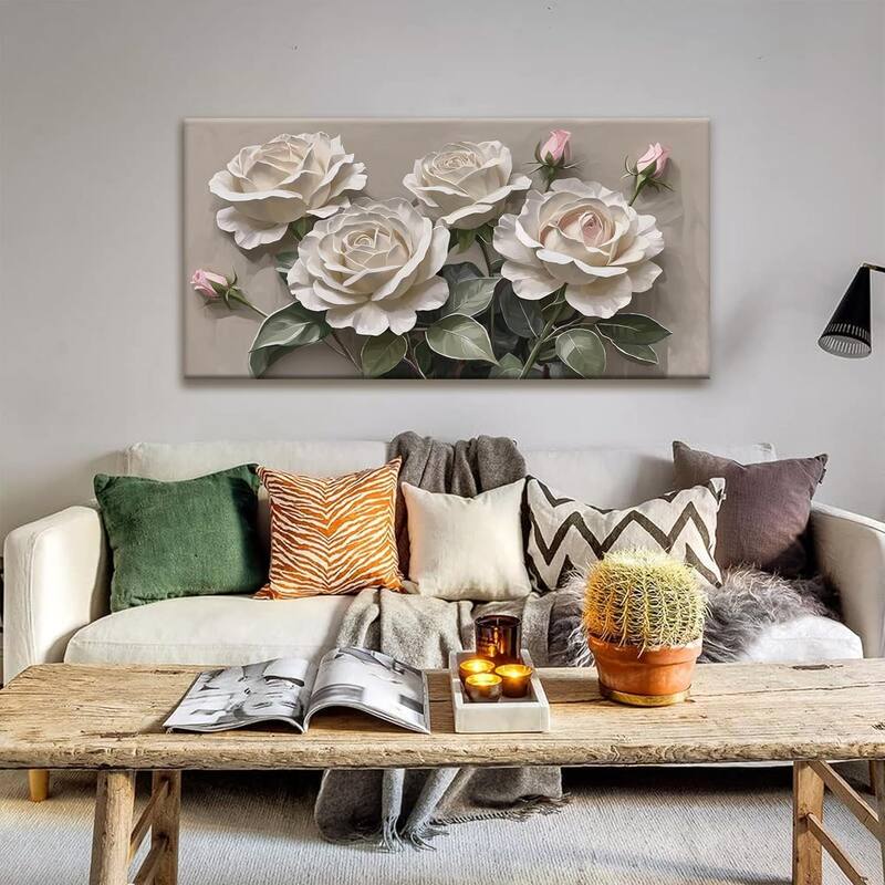 Wall Decor Pink White Floral Wall Art