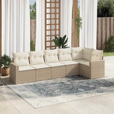 vidaXL Outdoor Sofa Set Beige, Cream White - 27.2 x 24.4 x 25.8