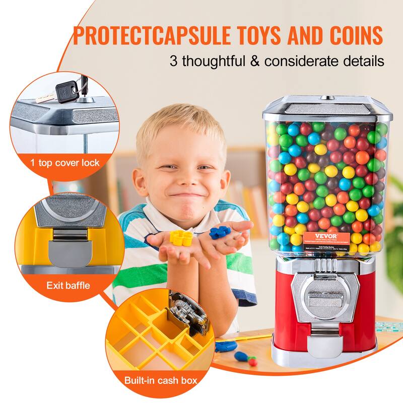 VEVOR Gumball Machine for Kids Home Candy Vending Machine PC Gumball Dispenser Bubble Gum Machine for Game Stores
