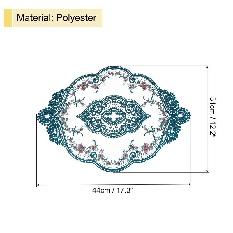 12x17in Retro Lace Placemat Oval French Crochet Doilies Coasters - Dark Green
