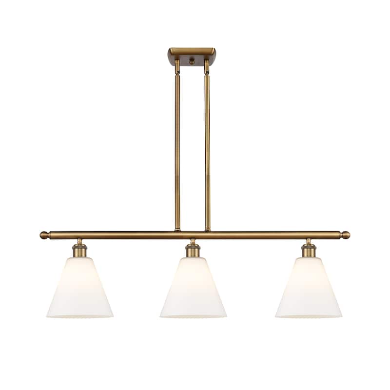 Innovations Lighting Berkshire - 3 Light 36" Stem Hung Island Light - Brushed Brass/Matte White