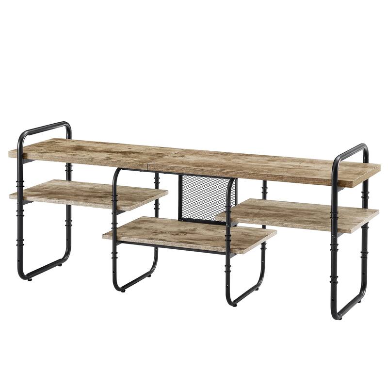 VECELO Industrial TV Stand for TV up to 71 inch,Entertainment Center TV Console Table