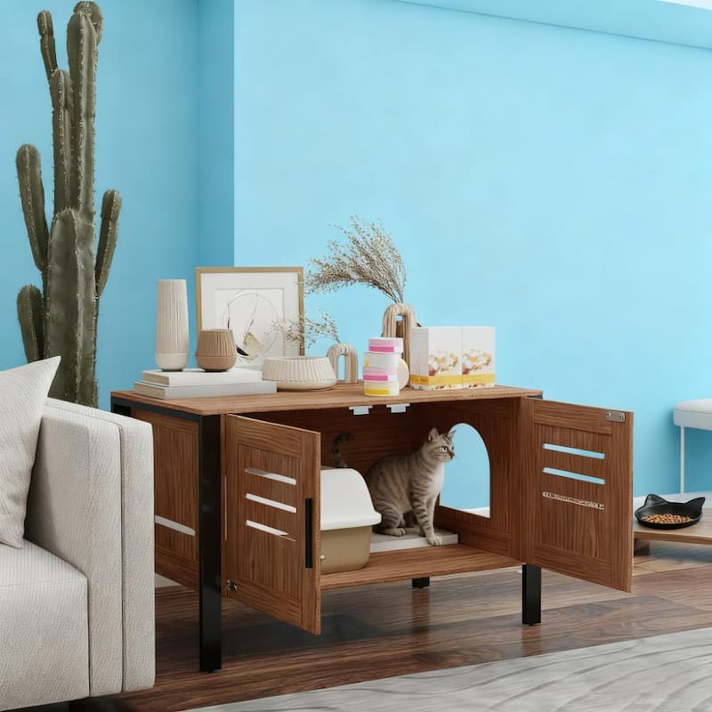 Cat Litter Box Enclosure with Tall Legs