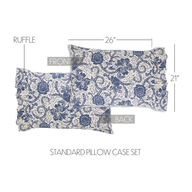 Dorset Navy Floral Pillow Case Set - Standard