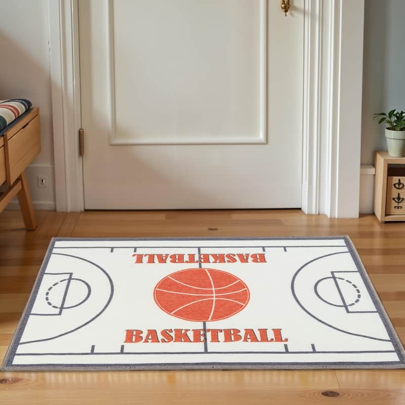 Superior Basketball Kids Washable Indoor Area Rug