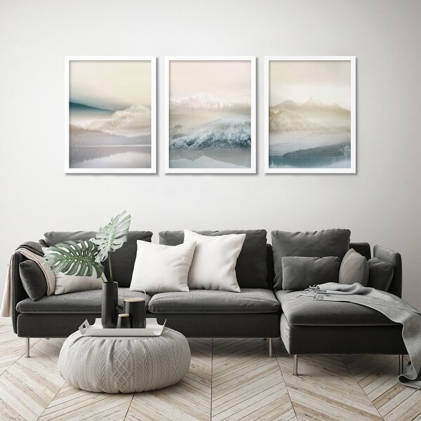 3 Piece Framed Triptych Morning Mountain Views by Tanya Shumkina TRI-SET-19-F1824並行輸入 \" Morning Light Triptych \" 3 - Pieces 24\" H x 36\" W Wood