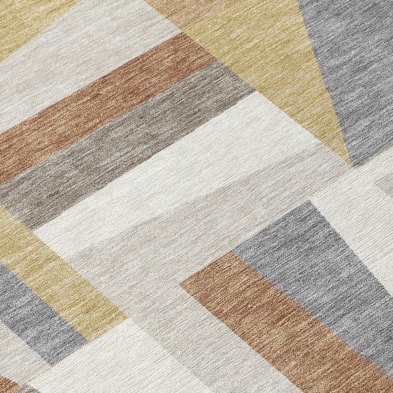 Machine Washable Indoor/ Outdoor Contemporry Mosaic Chantille Rug
