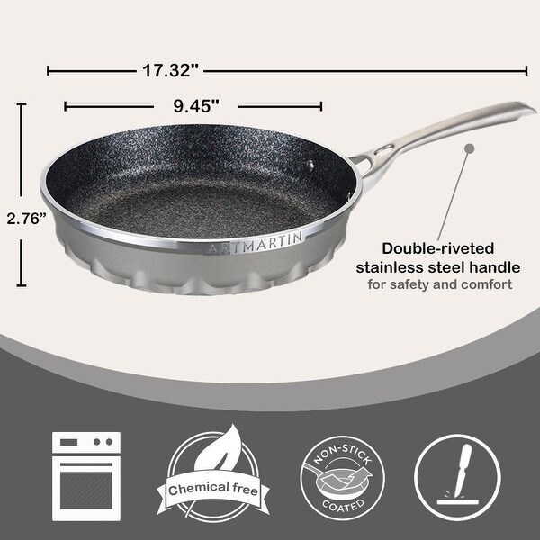 Non-Stick Ceramic Coated Die-Cast Aluminum Round Frying Pan with Induction Bottom. Opens flyout.