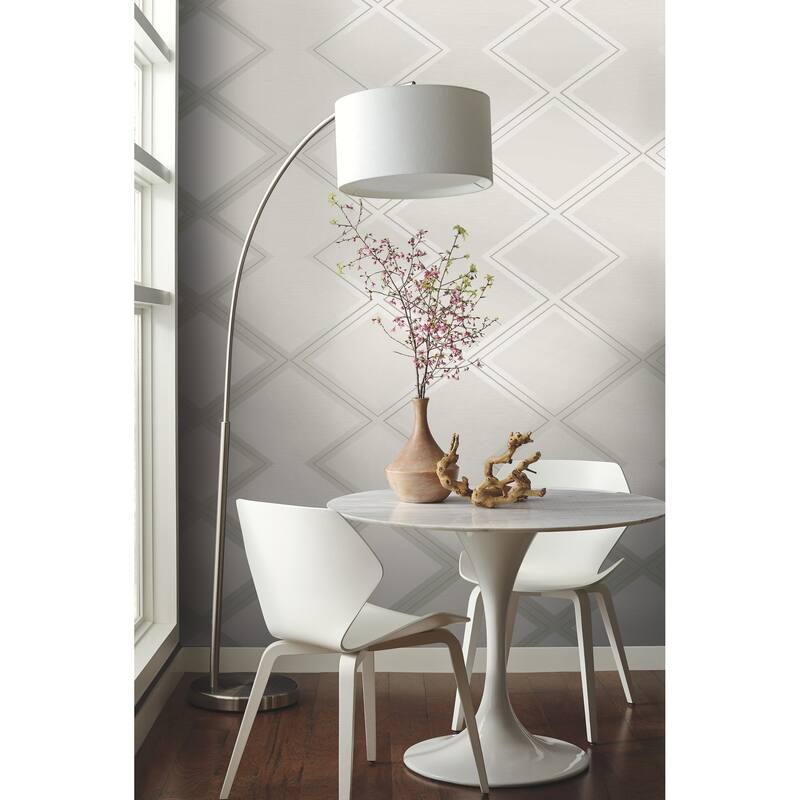 Inspired by Color Diamond Twist White & Cream Wallpaper