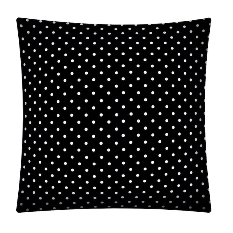 17" Black and White Polka Dot Indoor Outdoor Throw Pillow Cover - 17" X 17"