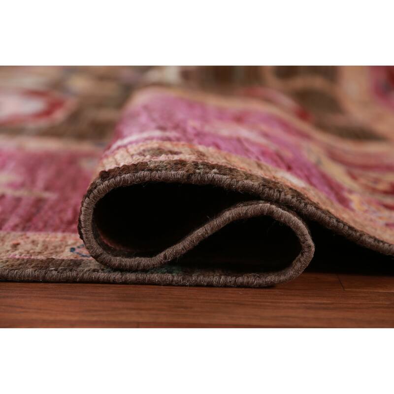 Hand Knotted Oriental 100% Wool Carpet Transitional All-Over Brown Oushak Area Rug - 11' 9'' X 9' 5''