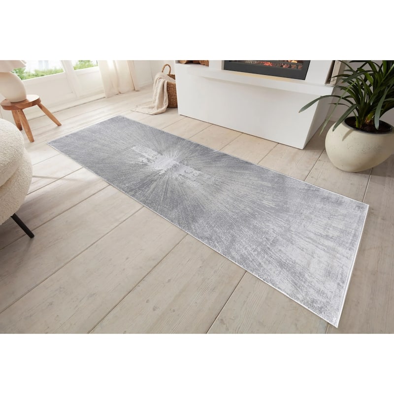 Hania Collection Grey Contemporary Abstract Area Rug