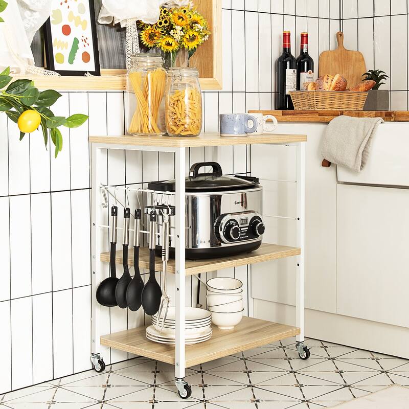 Costway 3-Tier Kitchen Baker's Rack Microwave Oven Storage Cart w/ - See details