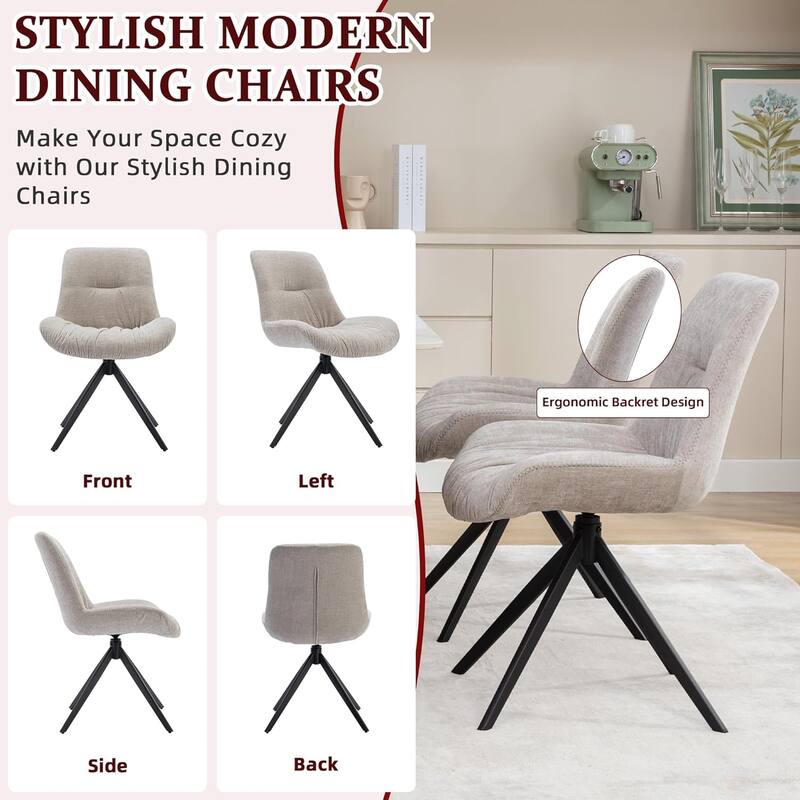 XINMICS Upholstered Dining Chairs Swivel Accent Armchairs