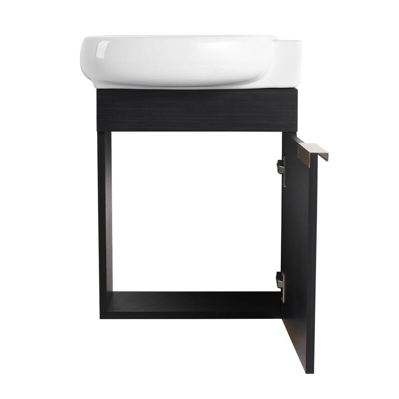 BNK 16''/23'' Bathroom Vanity with Sink, Freestanding/Floating Bathroom Vanity with Soft Close Doors & Shelf ﻿