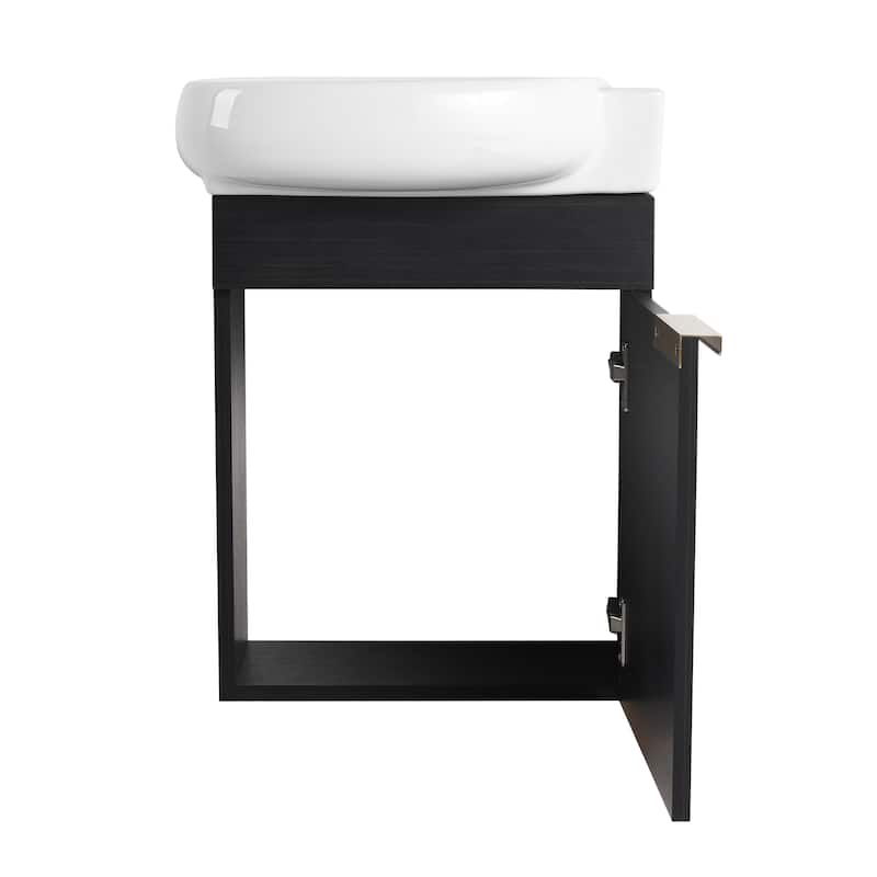 Bathroom Vanity With Sink In 16/18/23 Inch, Floating/Freestanding Bathroom Vanity With Soft Close Door
