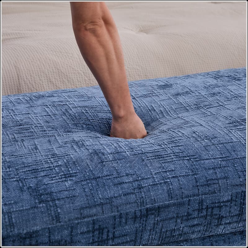 83.1"Wide Chenille Upholstered End of Bed Bench with Armrests