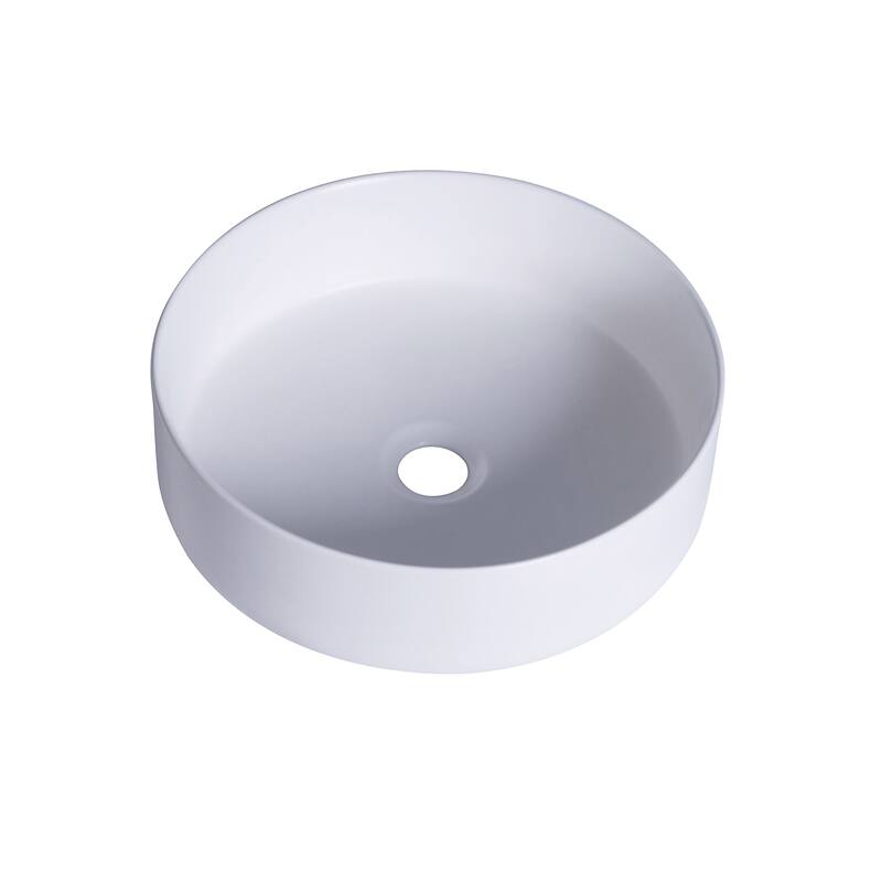 Altair 14 x 14 in. Round White Finish Ceramic Vessel Bathroom Vessel Sink