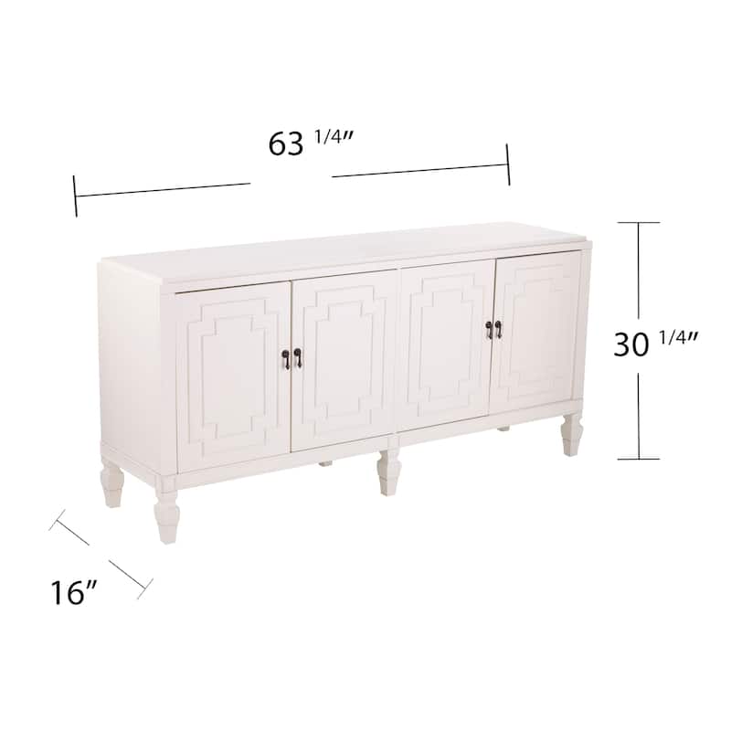 SEI Furniture Taborley Transitional 4-Door Sideboard Antique White Wood Accent Cabinet Buffet