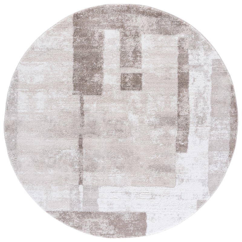 SAFAVIEH Northport Ildegonda Rug - 6'7" Round - Taupe/Ivory