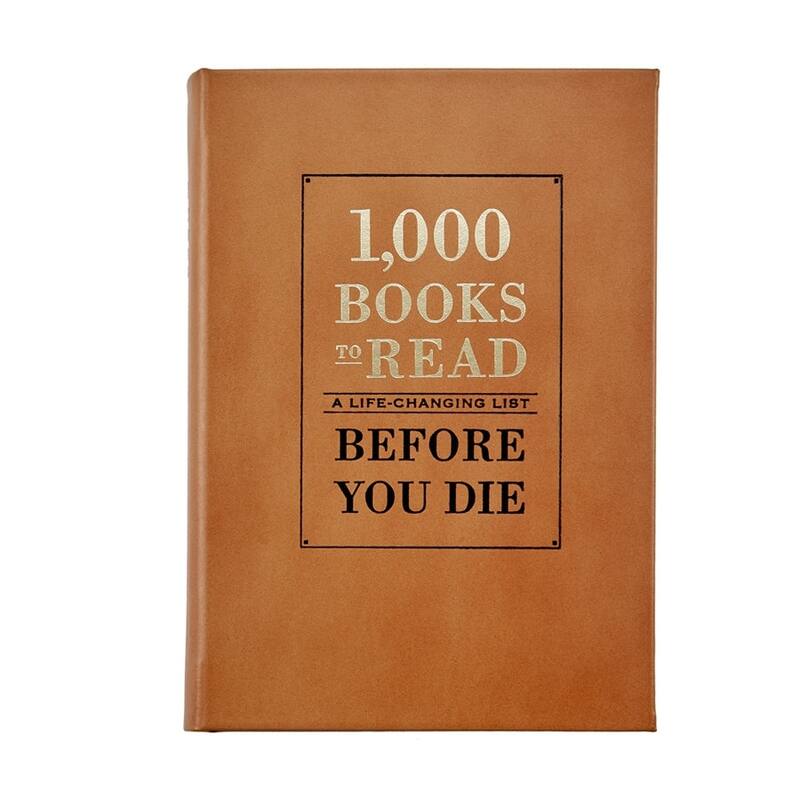 Graphic Image 1000 Books To Read Coffee Table Book, Leather, Tan