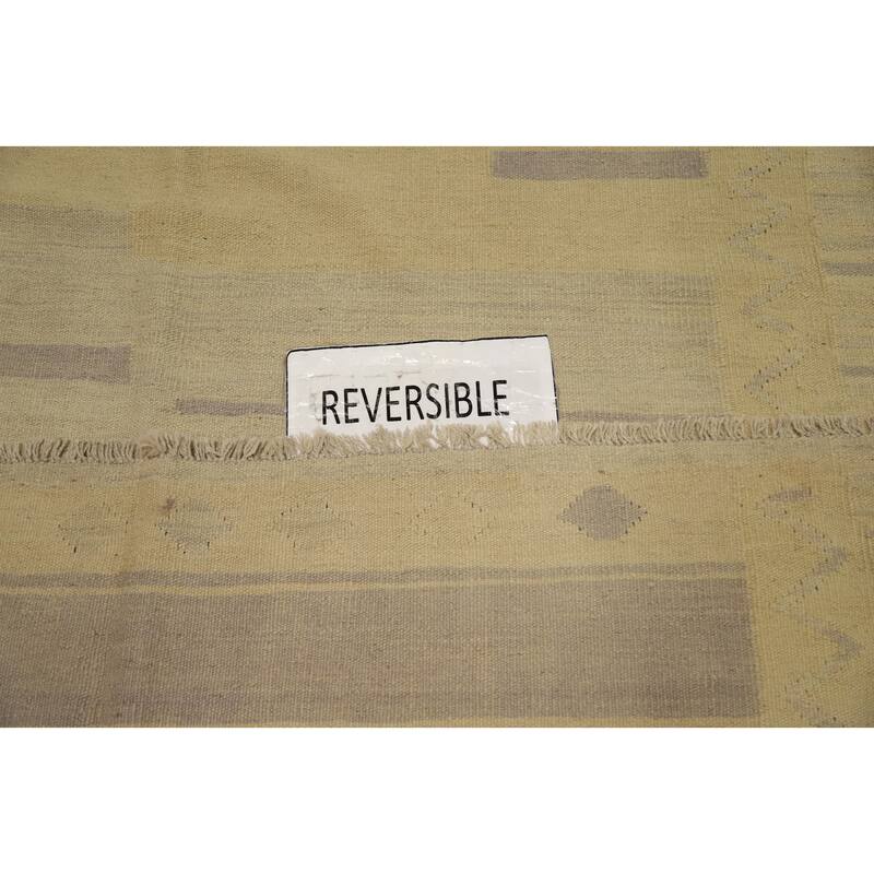 Hand Woven Oriental 100% Wool Carpet Southwestern Tribal Beige & Ivories Kilim Area Rug - 7' 10'' X 4' 9''