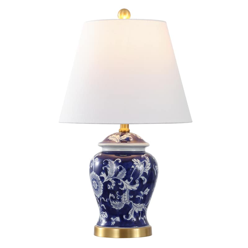 Penelope 22" Chinoiserie LED Table Lamp, Blue/White by JONATHAN Y