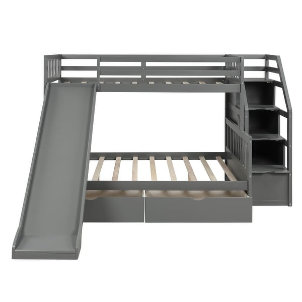full bunk bed with drawers and stairs