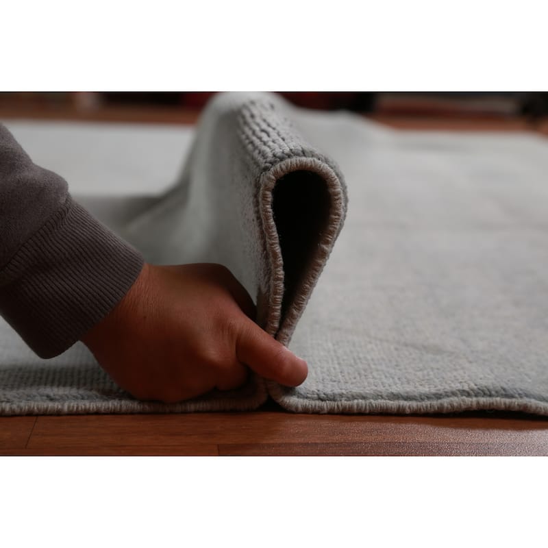 Hand Knotted Oriental 100% Wool Carpet Modern Solid Greys & Charcoal Gabbeh Area Rug - 13' 0'' X 10' 3''
