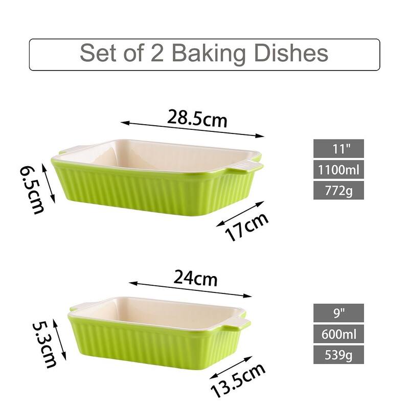 MALACASA Series Bake.Bake, Rectangle Porcelain Bakeware Set